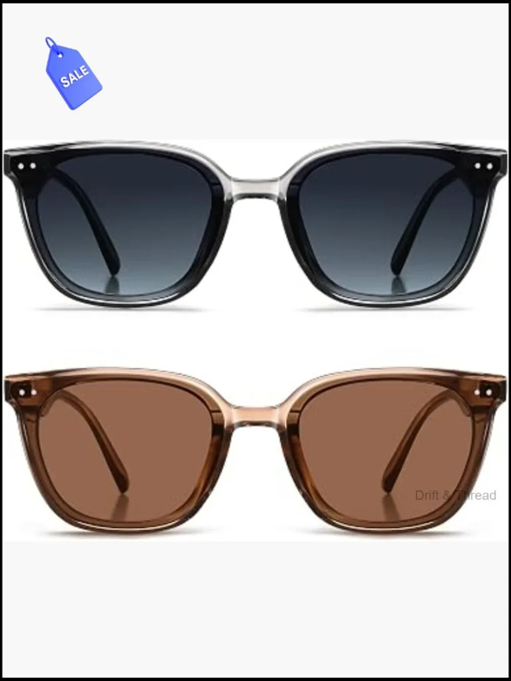 2 Pack Sunglasses for Women Men TR90 Frame UV400
